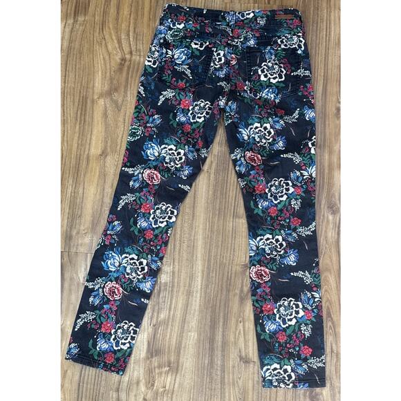PILCRO AND‎ THE LETTERPRESS Anthropologie Black Floral Mid Rise Skinny Jeans 27 - Picture 2 of 6